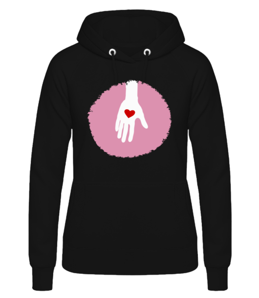 Hand With Heart - Women's Hoodie - Black - Front