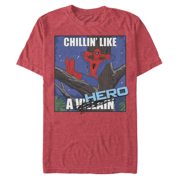 Marvel - Spider-Man - Spider-Man Chillin Hero - Männer T-Shirt - Rot meliert - Vorne