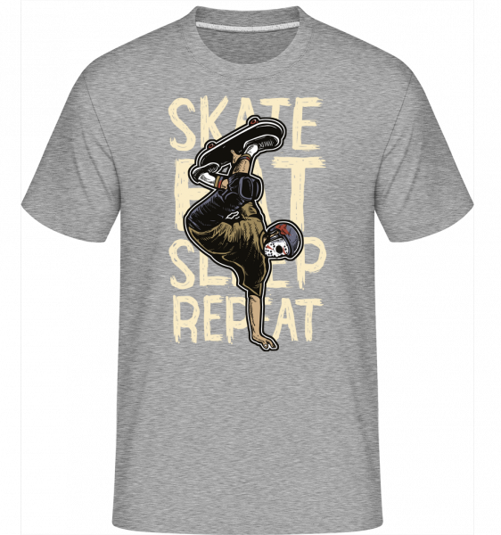Skate Eat Sleep Repeat - Shirtinator Männer T-Shirt - Grau meliert - Vorn