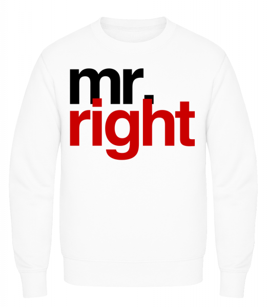 Mr. Right Logo - Männer Pullover AWDis - Weiß - Vorn