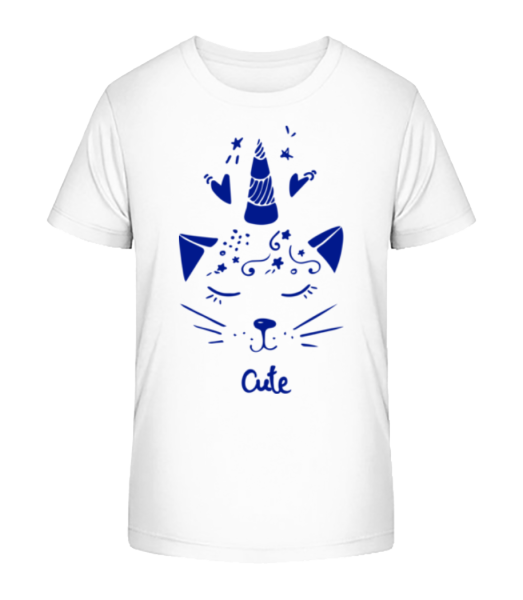 Cute Unicorn Cat - Kid's Bio T-Shirt Stanley Stella - White - Front