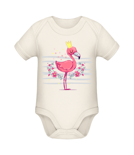 Royal Flamingo - Organic Baby Body - Cream - Front