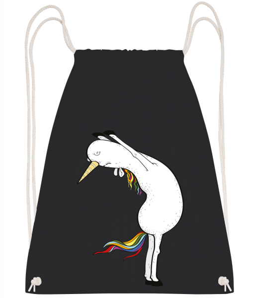 Yoga Unicorn Stretched - Drawstring Backpack - Black - Vorn