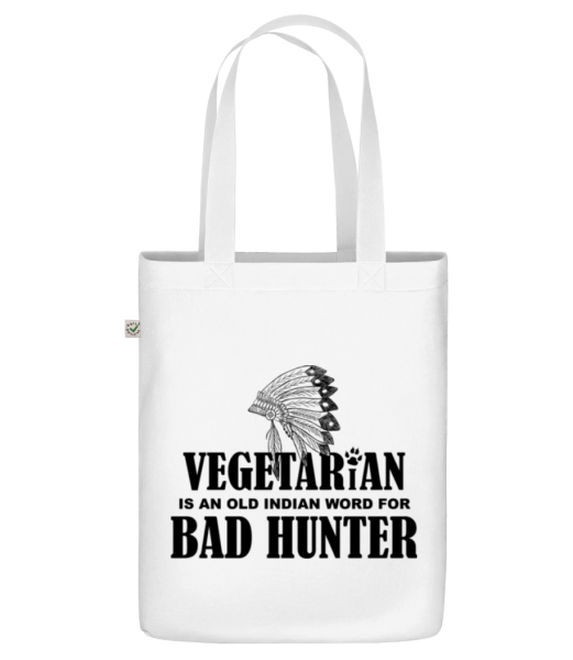 Vegetarian Bad Hunter - Bio Tasche - Weiß - Vorne