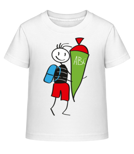 Kind Mit ABC-Schultüte - Kinder Shirtinator T-Shirt - Weiß - Vorne