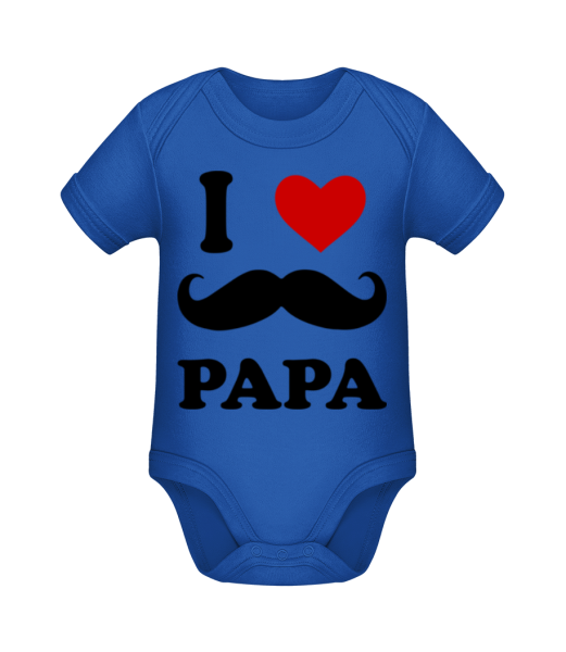 I Love Papa - Organic Baby Body - Royal blue - Front
