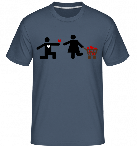 Woman And Man With Heart Logo -  Shirtinator Men's T-Shirt - Denim - Front