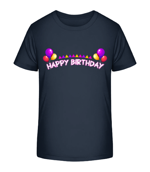 Happy Birthday Balloons - Kid's Bio T-Shirt Stanley Stella - Navy - Front