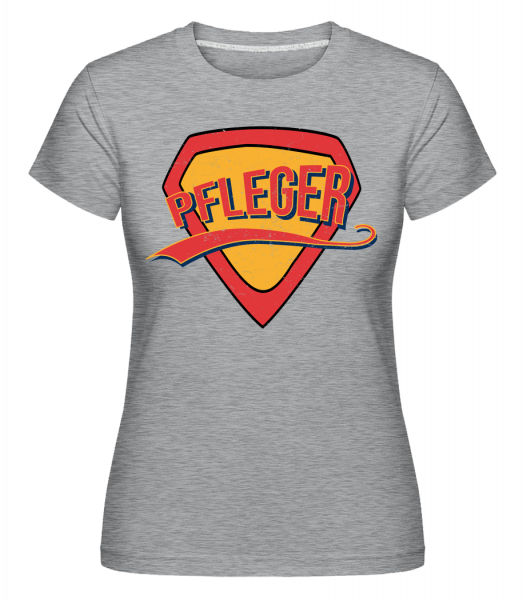 Superheld Pfleger - Shirtinator Frauen T-Shirt - Grau meliert - Vorn