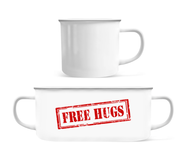 Free Hugs Sign - Enamel-cup - White - Front