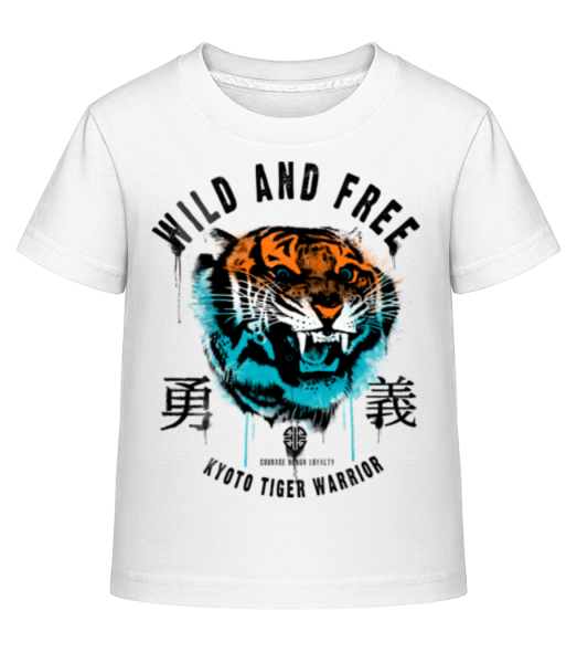 Wild And Free Tiger - Kinder Shirtinator T-Shirt - Weiß - Vorne