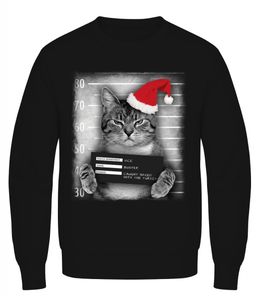 Cat XMas Guilty - Men's Sweatshirt AWDis - Black - Front