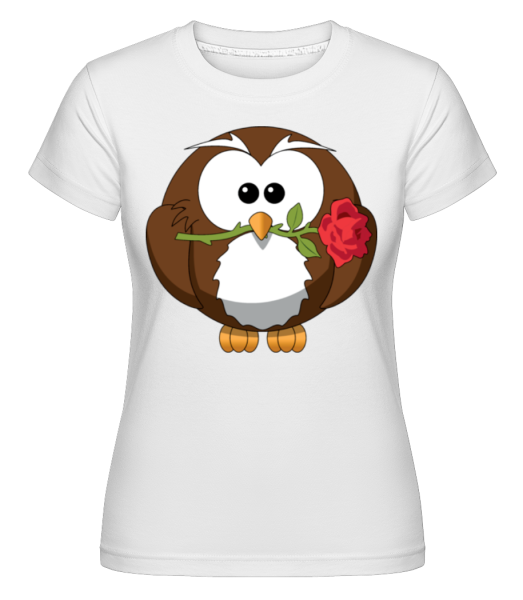 Valentinstag Eule - Shirtinator Frauen T-Shirt - Weiß - Vorne