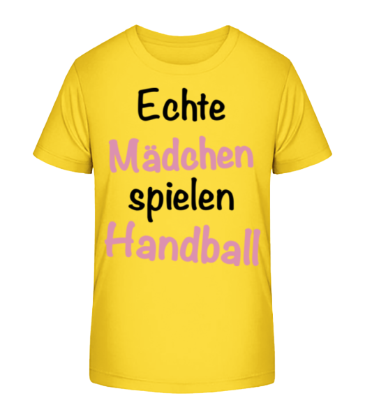 Echte Mädchen Spielen Handball - Kinder Bio T-Shirt Stanley Stella - Gelb - Vorne