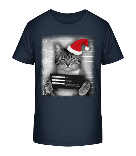 Cat XMas Guilty - Kid's Bio T-Shirt Stanley Stella - Navy - Front