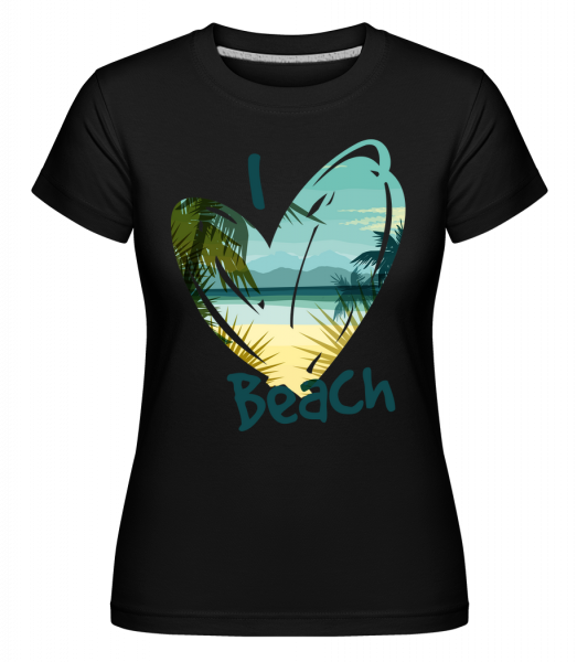 I Love Beach Heart - Shirtinator Frauen T-Shirt - Schwarz - Vorn