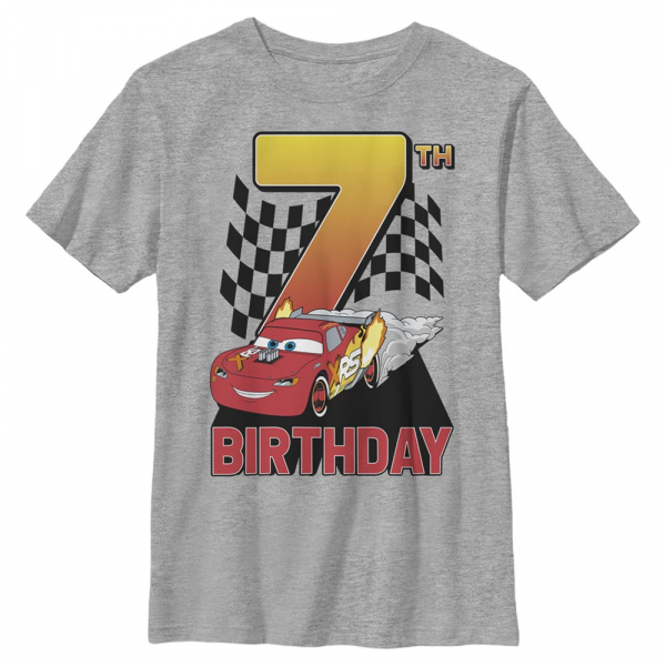 Pixar - Cars - Lightning McQueen Lightning Birthday 7 - Birthday - Kids T-Shirt - Heather grey - Front