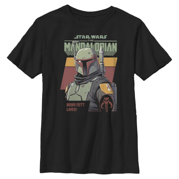 Star Wars - The Mandalorian - Boba Fett Fett Lives - Kinder T-Shirt - Schwarz - Vorne