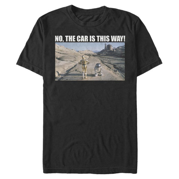 Star Wars - R2-D2 & C-3PO Where's The Car - Männer T-Shirt - Schwarz - Vorne