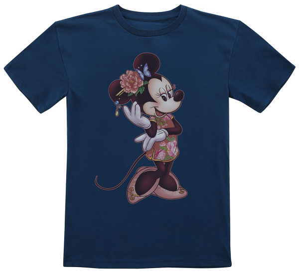Disney Classics - Mickey Mouse - Minnie Mouse Minnie Floral Fill - Kids T-Shirt - Navy - Front