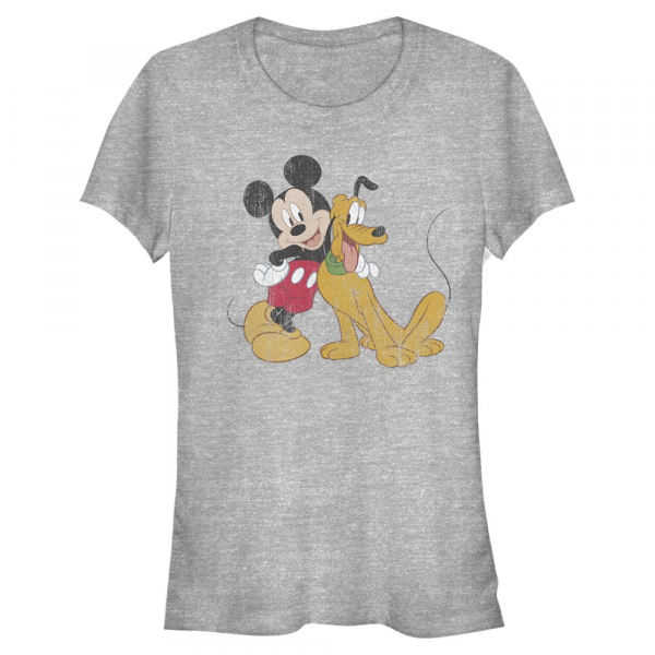 Disney - Micky Maus - Mickey & Pluto Mickey and Pluto - Frauen T-Shirt - Grau meliert - Vorne