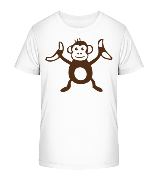 Affe Mit Bananen - Kinder Bio T-Shirt Stanley Stella - Weiß - Vorne