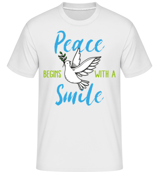 Peace Begins With A Smile -  Shirtinator Men's T-Shirt - White - Front