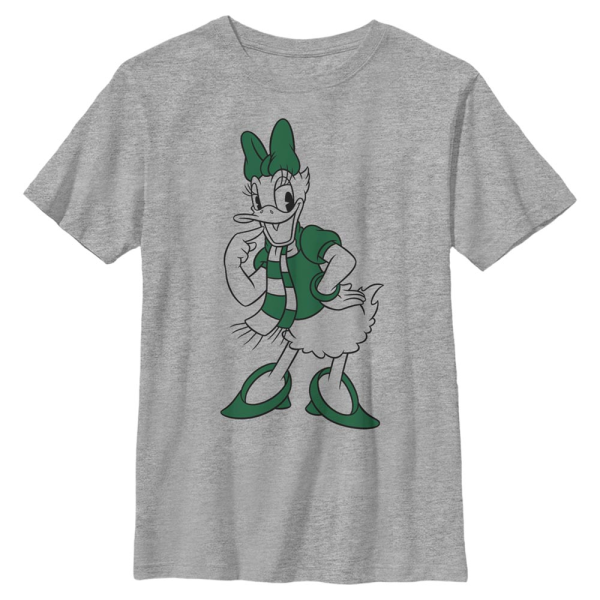 Disney Classics - Micky Maus - Daisy Duck Pine Green Daisy - Weihnachten - Kinder T-Shirt - Grau meliert - Vorne