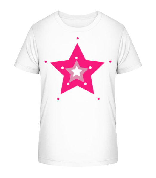 Pink Star - Kid's Bio T-Shirt Stanley Stella - White - Front