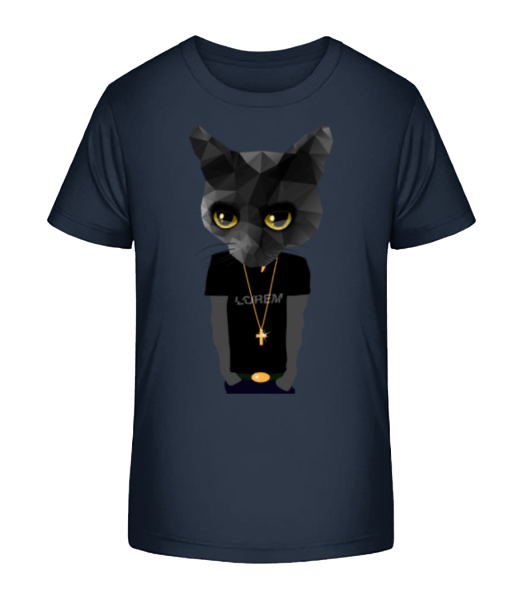 Polygon Gangsta Cat - Kid's Bio T-Shirt Stanley Stella - Navy - Front