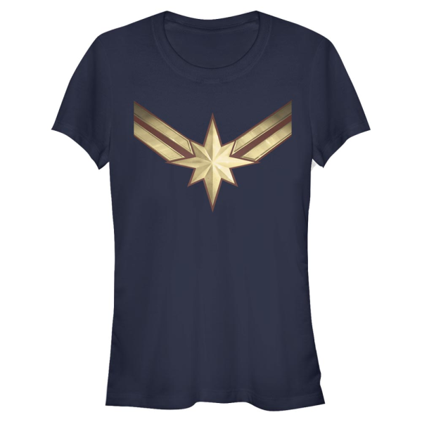 Marvel - Captain Marvel - Captain Marvel Costume Symbol - Frauen T-Shirt - Marine - Vorne