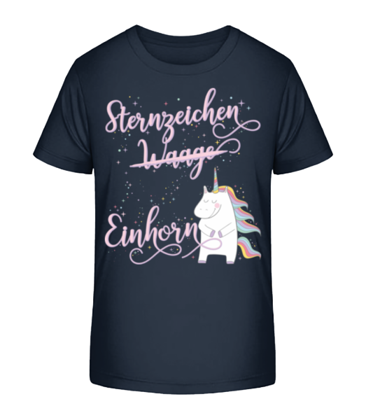Sternzeichen Einhorn Waage - Kinder Bio T-Shirt Stanley Stella - Marine - Vorne
