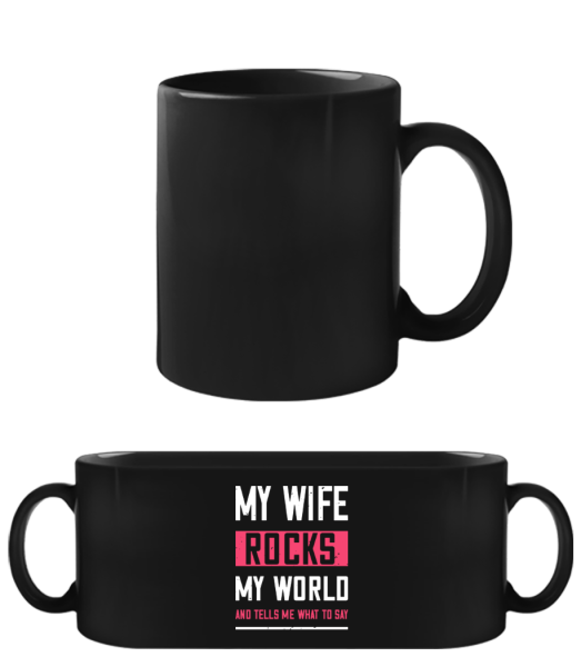 My Wife Rocks My World - Black Mug - Black - Front