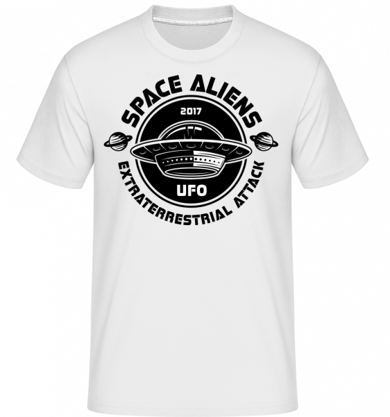 Aliens Ufo Attack -  Shirtinator Men's T-Shirt - White - Front