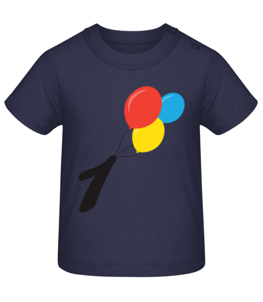 Geburtstag 1 Luftballons - Baby T-Shirt - Marine - Vorne