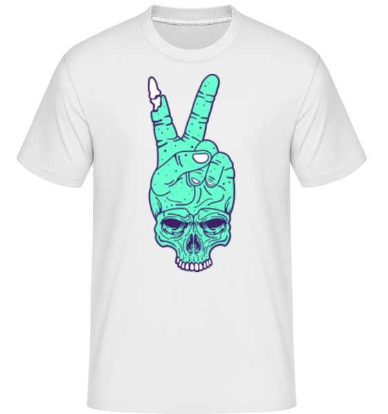 Skull Hand Peace -  Shirtinator Men's T-Shirt - White - Front