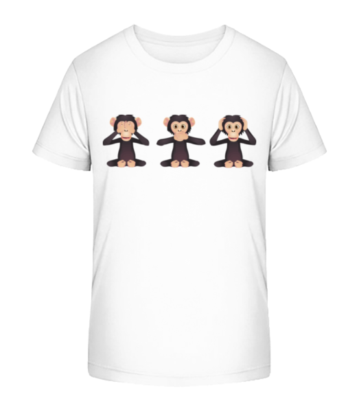 Blind Deaf Mute Monkey - Kid's Bio T-Shirt Stanley Stella - White - Front