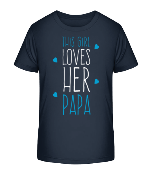 This Girl Loves Her Papa - Kid's Bio T-Shirt Stanley Stella - Navy - Front