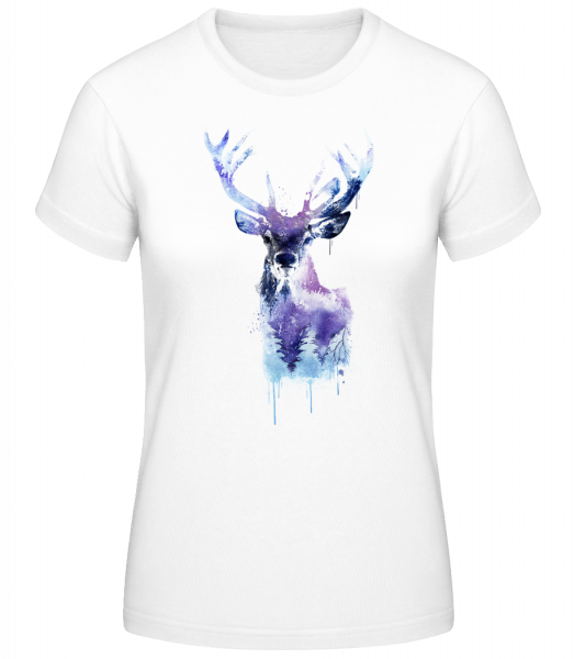 Artistic Deer - Women's Basic T-Shirt - White - Front