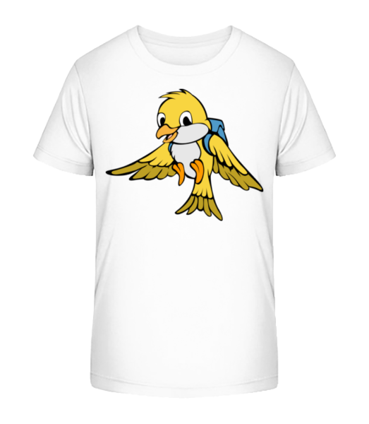 Cute Bird With Bag - Kid's Bio T-Shirt Stanley Stella - White - Front