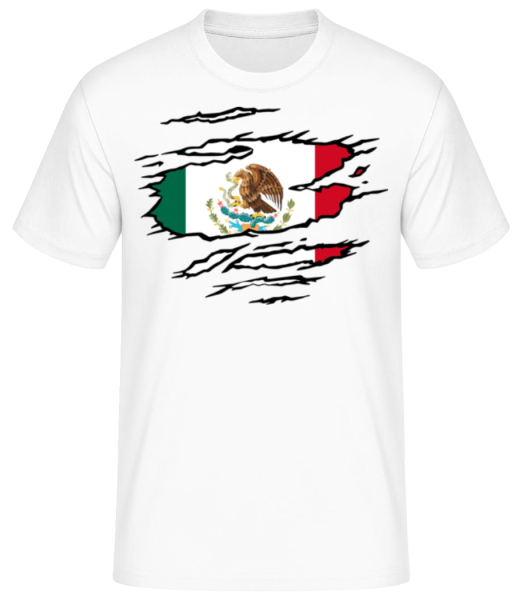 Ripped Flag Mexico - Men's Basic T-Shirt - White - Front
