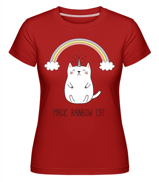 Magic Rainbow Cat -  Shirtinator Women's T-Shirt - Red - Vorn