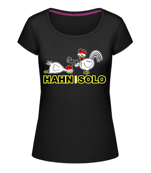 Hahn Wieder Solo - Frauen T-Shirt U-Ausschnitt - Schwarz - Vorn
