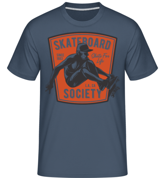 Skateboard Society - Shirtinator Männer T-Shirt - Denim - Vorne
