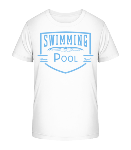Swimming Pool Sign - Kid's Bio T-Shirt Stanley Stella - White - Front