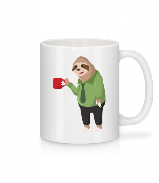 Sloth Drinks Coffee - Mug - White - Front