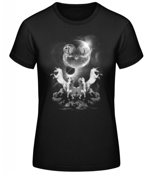 Mystische Einhorn Nacht - Frauen Basic T-Shirt - Schwarz - Vorne