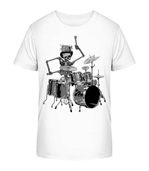Drum Skeleton - Kid's Bio T-Shirt Stanley Stella - White - Front