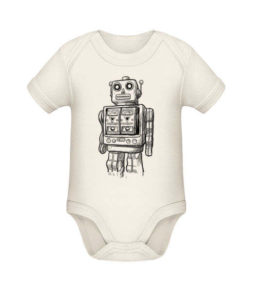 Baby Roboter - Baby Bio Strampler - Creme - Vorne