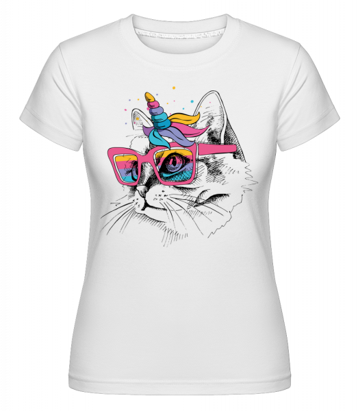 Einhorn Party Katze - Shirtinator Frauen T-Shirt - Weiß - Vorn